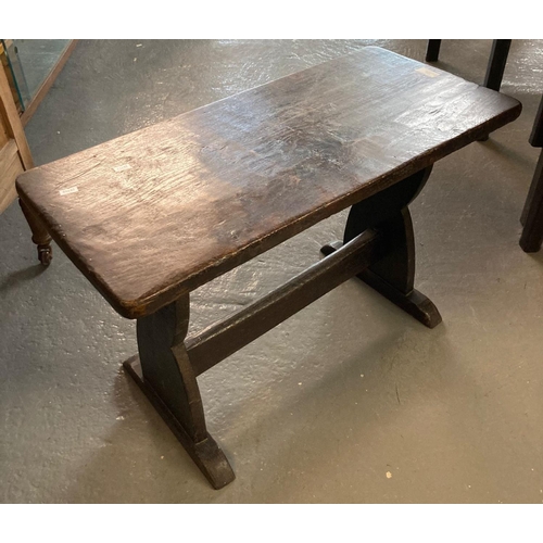 535 - Early 20th century oak miniature refectory type table with shaped sides.   (B.P. 21% + VAT)