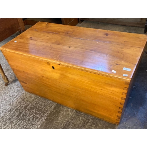 555 - Late 19th century South African yellow wood kist/coffer.  97x49x48cm approx.  (B.P. 21% + VAT)