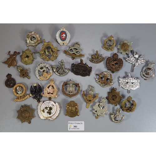 301 - Bag of assorted British military cap badges, various.   (B.P. 21% + VAT)