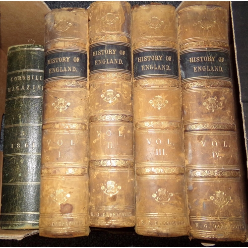 356 - Box of antiquarian books: four volumes of 'History of England', Blackie & Son 1870 and 1867 and a co... 