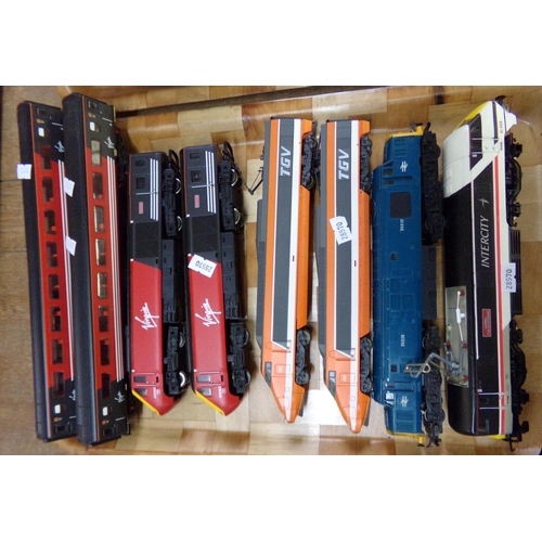 367 - Tray comprising OO gauge Hornby, Lima and other locomotives and carriages, marked 'Virgin TGV Interc... 