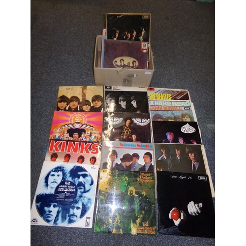 379 - Box of 1960s and other vinyl LP records: 1964 New Zealand release of Kinks album, NPL 18096, The Ayn... 