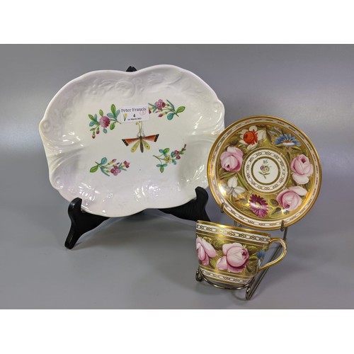4 - 19th Century Swansea porcelain cabinet cup and saucer both on a gilded ground, hand painted with ros... 