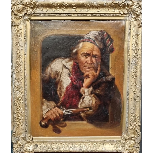 100 - Manner of Henry Perlee-Parker (British 1795-1873), portrait of a smuggler with flintlock pistol. Oil... 