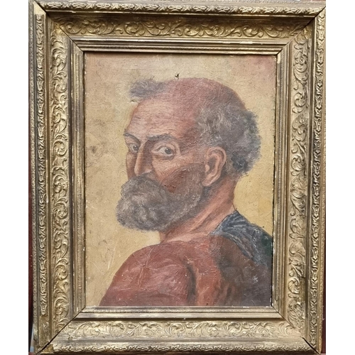 101 - After the Old Master (20th Century), portrait of a bearded man looking over his left shoulder, oils ... 