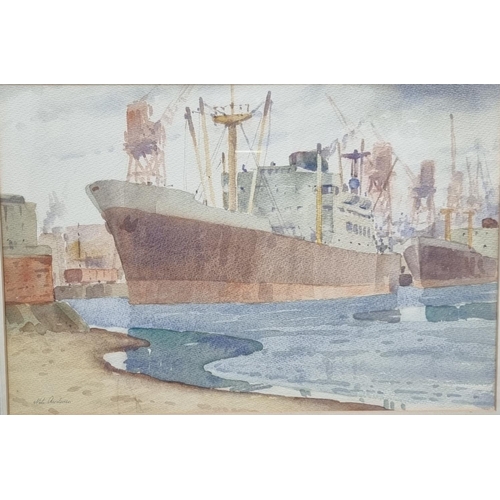 121 - Nils Severin Andersen (South African 1897-1972), 'Tramp Steamer, Durban Harbour', signed.  Watercolo... 