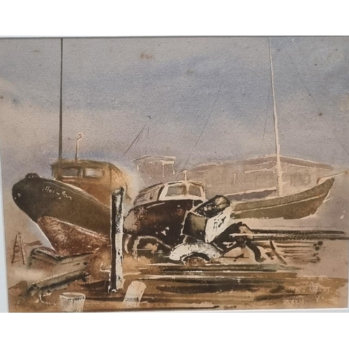 123 - Francis Alan Raubenheimer (South African born 1927), 'Boats Durban', signed.  Watercolours.  33x42cm... 