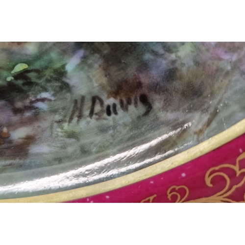 141 - Royal Worcester porcelain dish, after Corot, having red and gilt border, signed Harry Davis. Circa 1... 