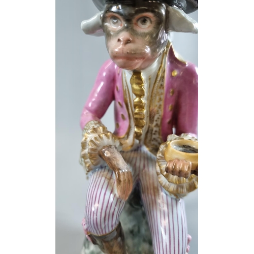 145 - 19th century French porcelain pitcher/jug in the form of an anthropomorphic monkey, probably by J Pe... 