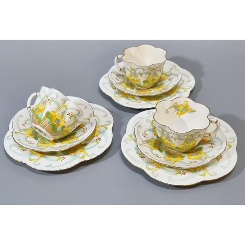 152 - Late 19th century thirty two piece 'The Foley China ' part tea set by 'Wileman & Co.' decorated with... 