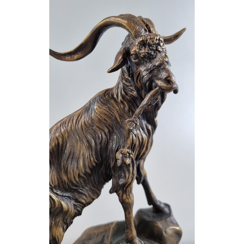 179 - After Pierrre Jules Mene, a patinated bronze model of a mountain goat on a rocky naturalistic base, ... 