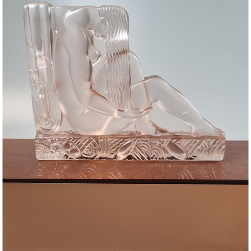 194 - Etling, an Art Deco glass figural sculpture, 1930's, frosted glass moulded in shallow relief with a ... 