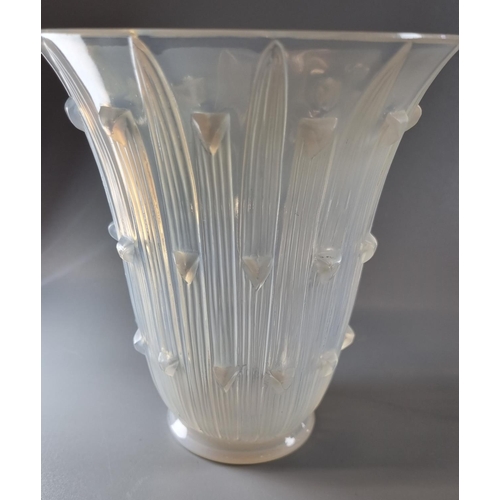 195 - Rene Lalique ‘Bellis’ vase, no. 1097, designed in 1926. Opalescent vase, mould blown with vertical o... 