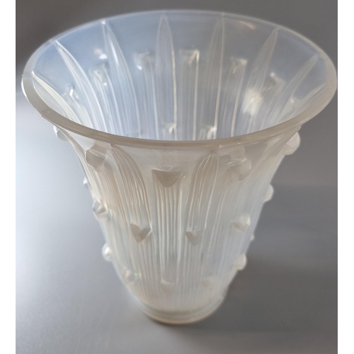 195 - Rene Lalique ‘Bellis’ vase, no. 1097, designed in 1926. Opalescent vase, mould blown with vertical o... 