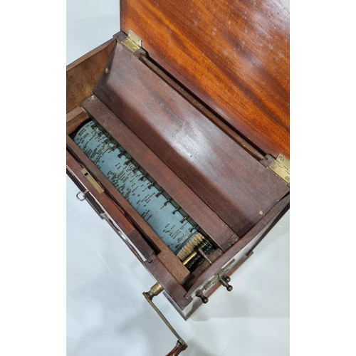 210 - Early 19th century mahogany parlour barrel organ having nine exposed pipes, and apparently playing n... 