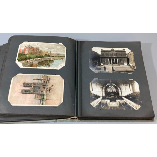 251 - Postcards collection in album on pages and loose, with topographical , greetings, First World War Si... 