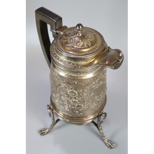 265 - Georgian silver spirit kettle on stand, the kettle having repoussé floral and foliate decoration wit... 