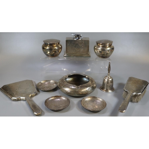 269 - Collection of Waikee and Kingsburg Hong Kong silver items, overall decorated with bamboo and bamboo ... 