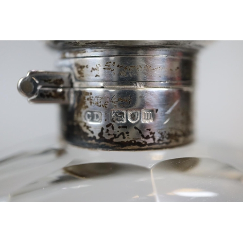 274 - George V silver and glass hip flask, the cup with crest marked 'Toujours Loyal', London 1927.   (B.P... 