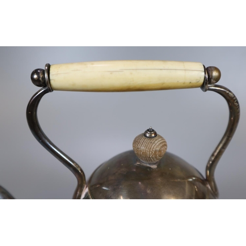 278 - 19th century silver conical shaped teapot with turned handle, indistinct scorched marks to the under... 