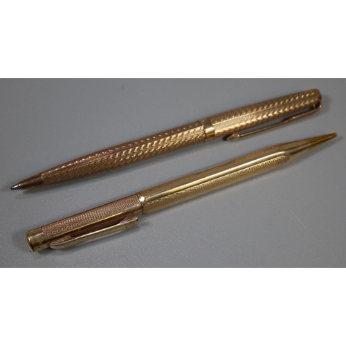 336 - 9ct gold Parker pen together with a rolled gold pencil.
(B.P. 21% + VAT)