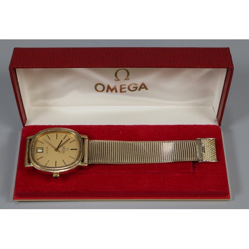 357 - Omega de Ville automatic gold plated gents wristwatch with gilt face having baton numerals, sweep se... 