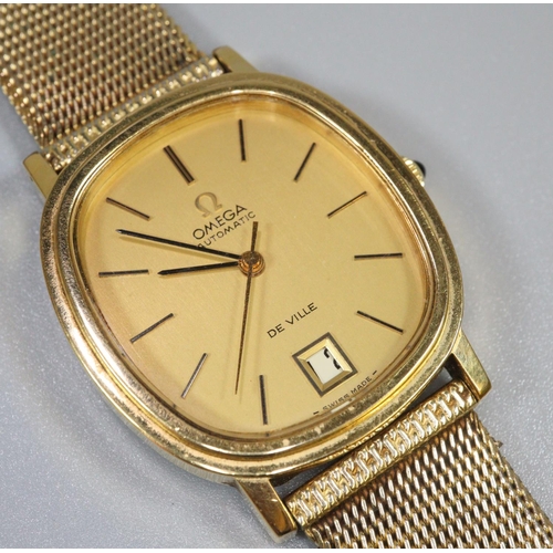 357 - Omega de Ville automatic gold plated gents wristwatch with gilt face having baton numerals, sweep se... 