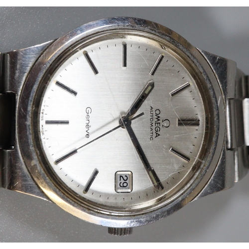 358 - Omega stainless steel automatic gents wristwatch having silvered face with baton numerals and date a... 