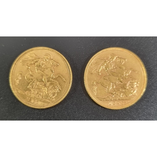 371 - Two Victorian full gold sovereigns dated 1877 and 1895.  (2)  (B.P. 21% + VAT)