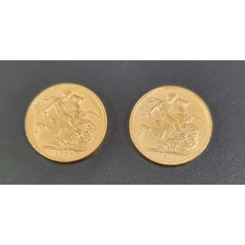 373 - Two gold full Victorian sovereigns dated 1884 and 1886.  (2)  (B.P. 21% + VAT)