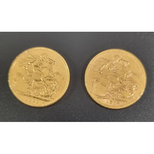 377 - Two Victorian gold sovereigns dated 1872 and 1898.  (2)  (B.P. 21% + VAT)