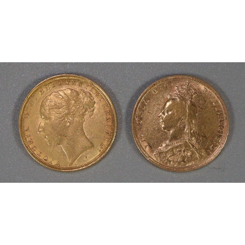 380 - Two Victorian gold full sovereigns date 1884 and 1889.  (2)   (B.P. 21% + VAT)