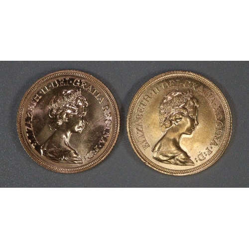 385 - Two gold full sovereigns dated 1974 and 1981.  (2)  (B.P. 21% + VAT)