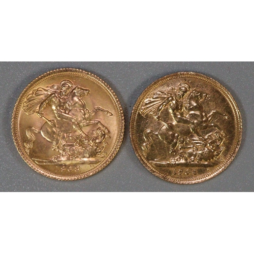 386 - Two gold full sovereigns dated 1964 and 1968.  (2)   (B.P. 21% + VAT)