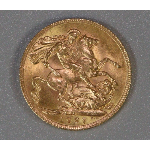 388 - Gold full sovereign dated 1927. 
(B.P. 21% + VAT)