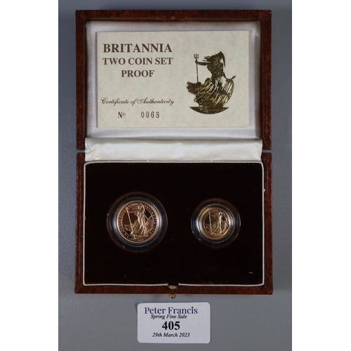 405 - Britannia two coin gold proof set in original box with COA. No. 0068.
(B.P. 21% + VAT)