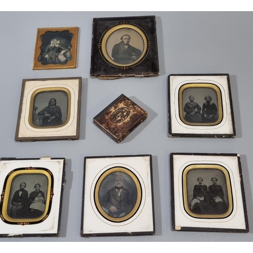 421 - A collection of early photographic portrait prints, 19th Century, daguerreotype and ambrotypes, fami... 