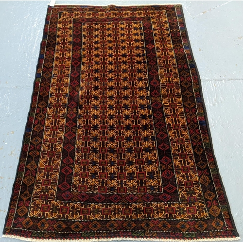 430 - Rich brown ground fine woven Afghan Belluchi nomadic full pile rug.  177x11cm approx.   (B.P. 21% + ... 