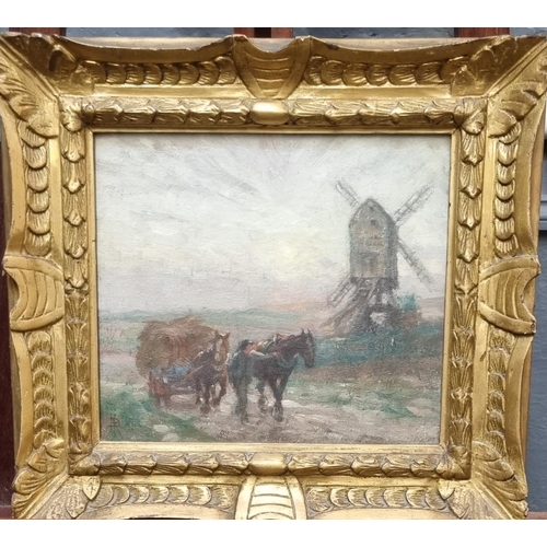 79 - Attributed to Nathaniel Hughes John Baird (British 1865-1936), haycart with two horses and ostler, p... 