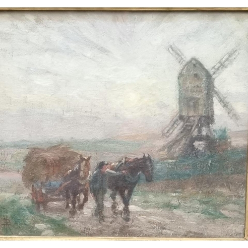 79 - Attributed to Nathaniel Hughes John Baird (British 1865-1936), haycart with two horses and ostler, p... 