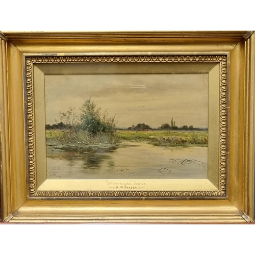 85 - Robert Winchester Fraser (British 1848-1906), 'Nr Worlington, Suffolk', a river landscape with dista... 