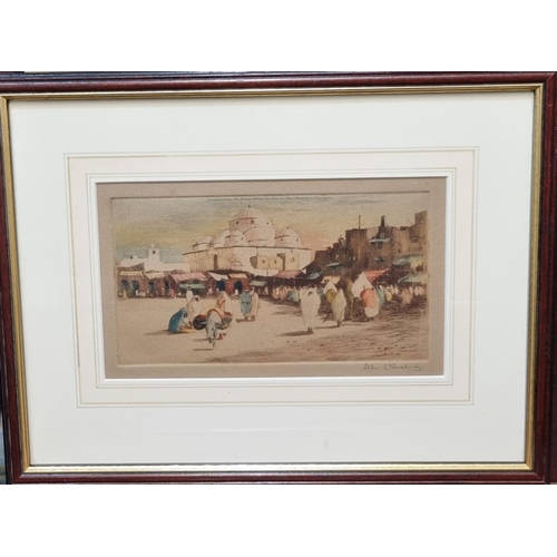 89 - Dr D Donald (British 20th Century), a collection of coloured original etchings to include: 'Kairouan... 