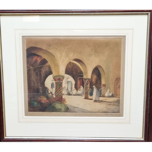 89 - Dr D Donald (British 20th Century), a collection of coloured original etchings to include: 'Kairouan... 