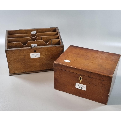 106 - Early 20th century oak graduated letter/stationary box together with a 19th century mahogany work bo... 