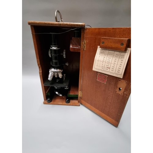 112 - Early 20th century Cooke, Troughton and Simms microscope in fitted case.  (B.P. 21% + VAT)