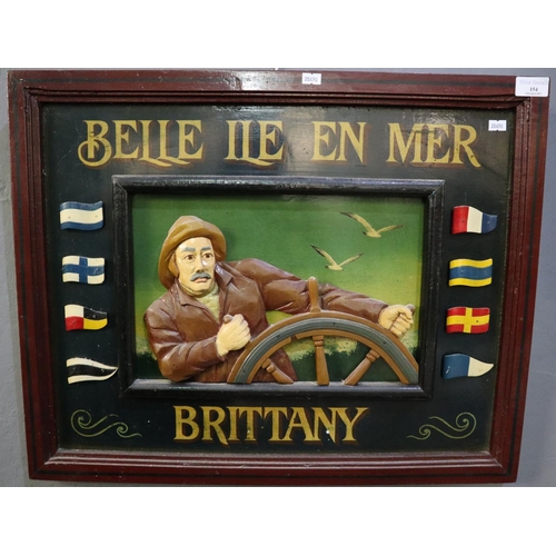 154 - Modern decorative relief wall panel 'Belle Ille En Mer, Brittany', overall 62x50cm approx with a fra... 