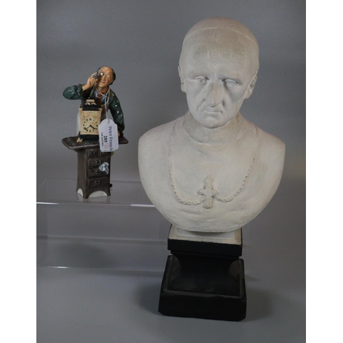 205 - Royal Doulton bone china figurine, 'The Clock Maker'.  Together with  Composition study of a bust in... 