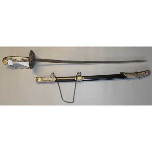 220 - Modern theatrical/display Game of Thrones style sword and scabbard.   (B.P. 21% + VAT)