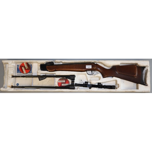 224 - Webley Hawk Mark 2 break action air rifle with interchangeable .177 and .22  barrels and telescopic ... 