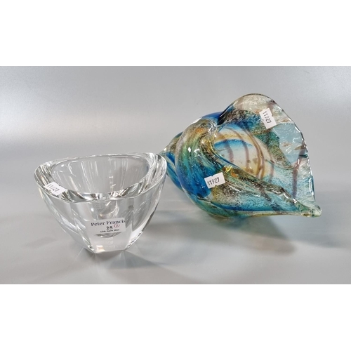 25 - Orrefors Sweden Art clear glass bowl marked 'Gavle Kommun' together with Mdina style art glass sculp... 